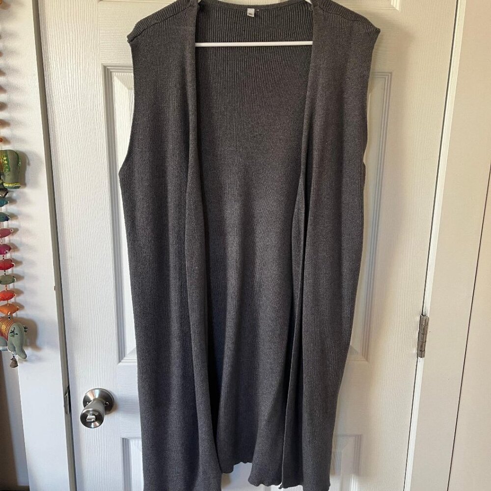 Women's, Open Front Knit Tunic Vest, Gray, Extra Large (XL)